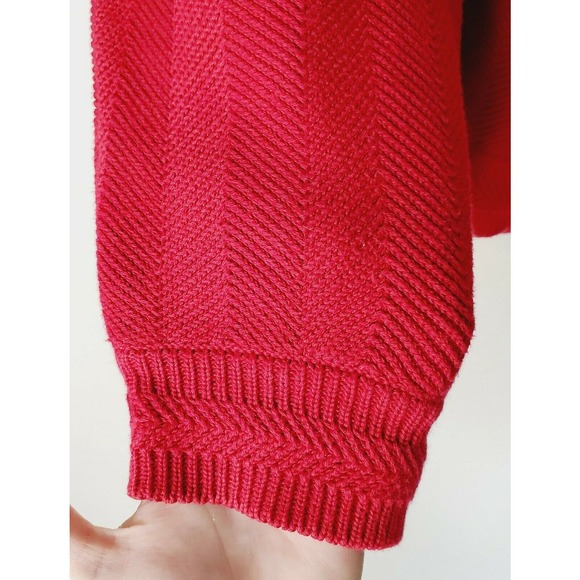 Chaps Ralph Lauren Vintage Hand Framed Red Knit Logo Pullover Sweater. Size XL - Picture 3 of 6